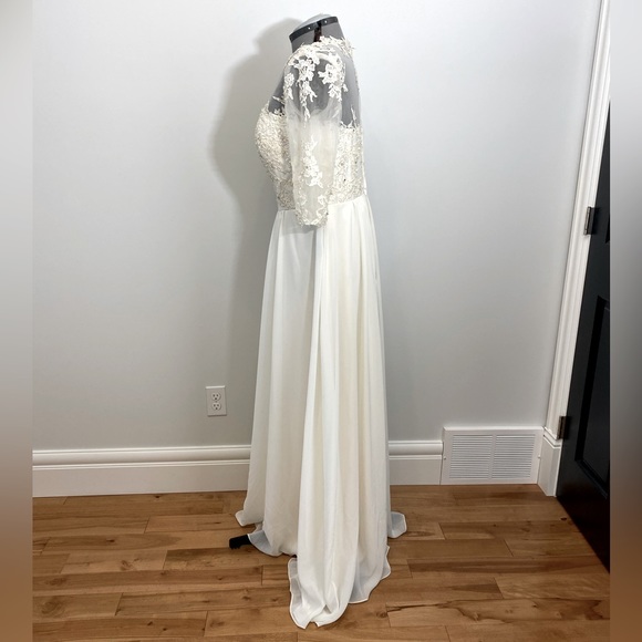 Helen Fontaine Ivory Mother Of The Bride Dresses A-line Half Sleeves Chiffon - Picture 9 of 16